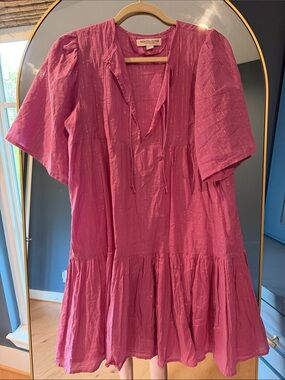 Emerson Fry India Collection Isla Pink Metallic Thread Tiered Tunic Dress XS/S